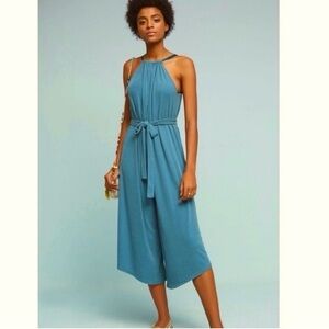 Anthropologie HD in Paris Jumpsuit Ribbed Green MEDIUM Boho Hippie